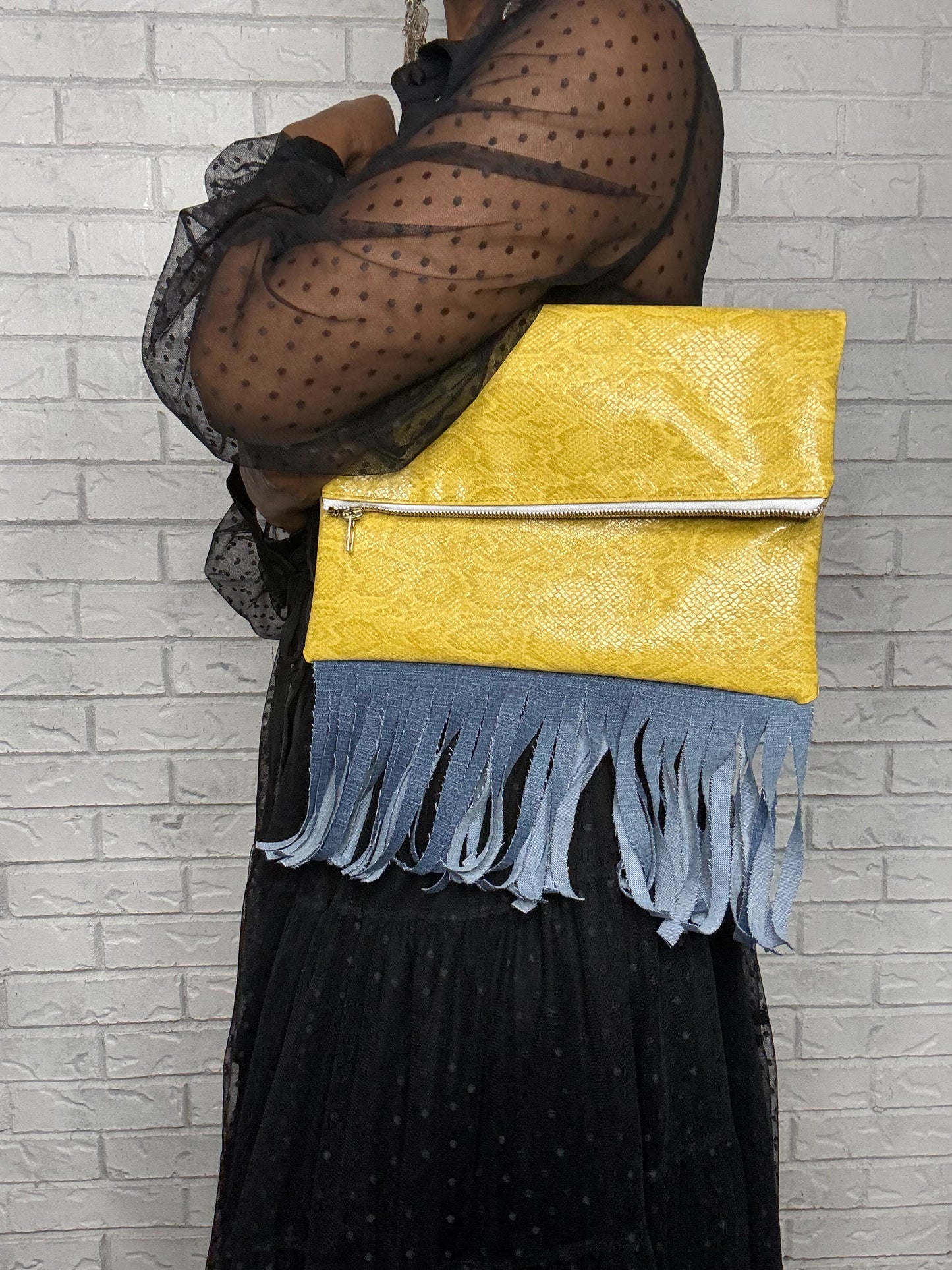 Fold over clutch bag