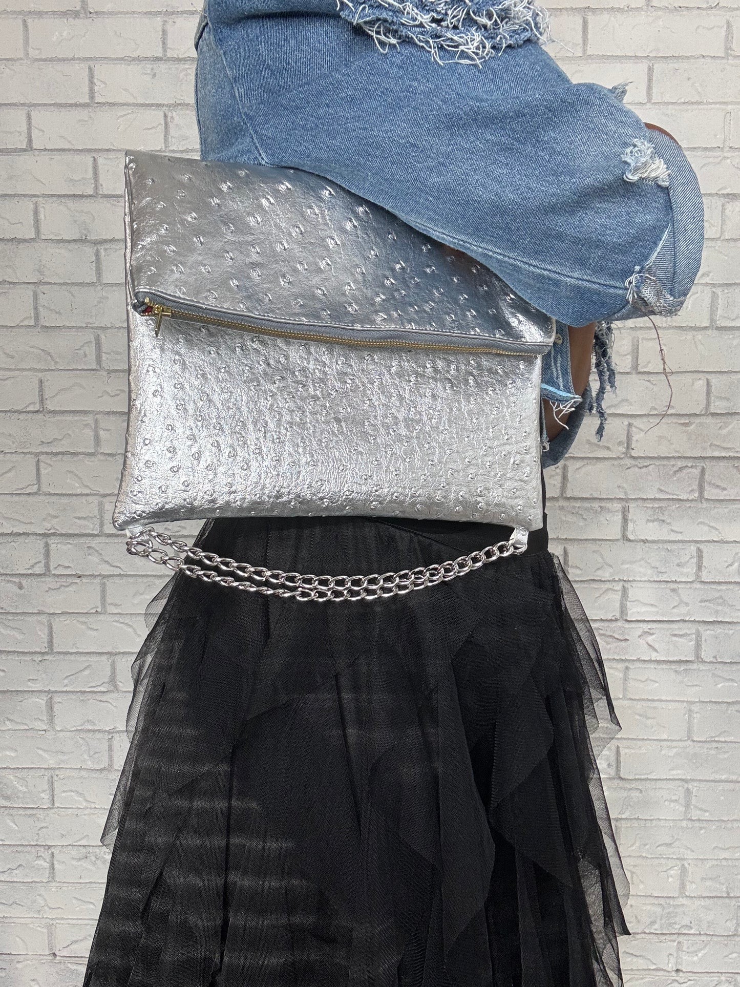 Fold over clutch bag